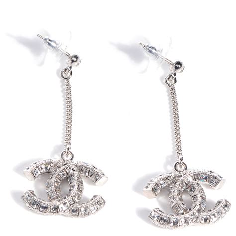 chanel silver dangle earrings|chanel cc earrings sterling silver.